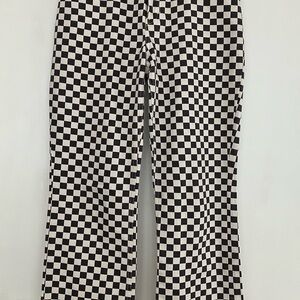 Monki Brown and Cream Checkerboard Flare Pants